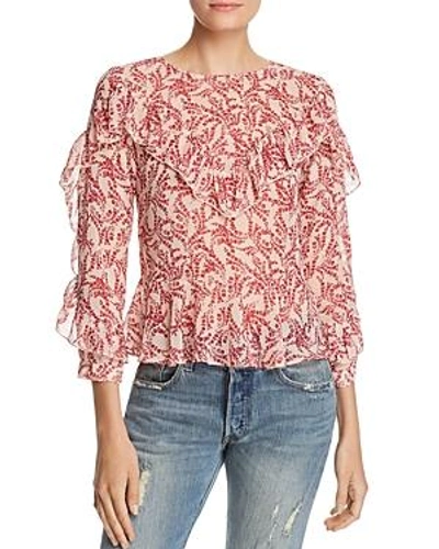 Olivaceous Floral Ruffle Blouse In Blush Floral