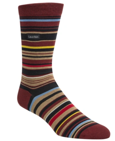 Calvin Klein Barcode Multistripe Socks In Cabernet