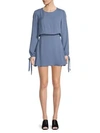 Lpa Long-sleeve Silk Dress In Midday Blue