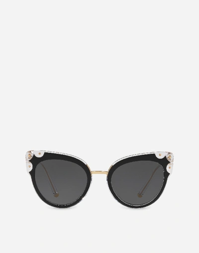 Dolce & Gabbana Bell Sunglasses In Black And Transparent