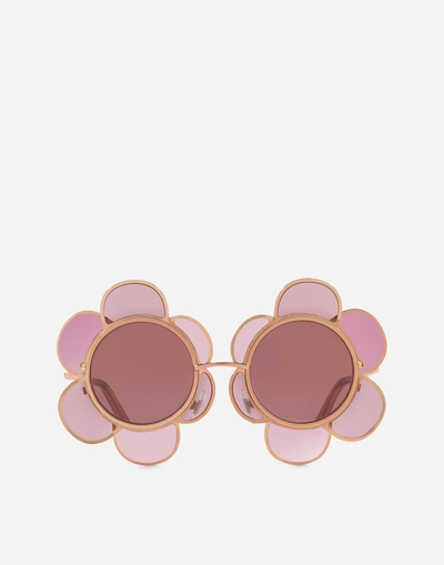 Dolce & Gabbana 3d Rose Sunglasses In Gold
