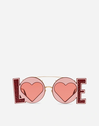 Dolce & Gabbana Dg Love Sunglasses In Gold And Red