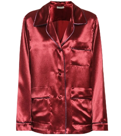 Bottega Veneta Satin Pajama Shirt In Red