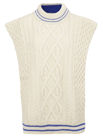 Maison Margiela Cable-knit Wool Poncho In Beige