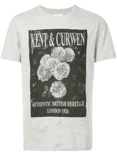 Kent & Curwen Rose Print T-shirt In Grey