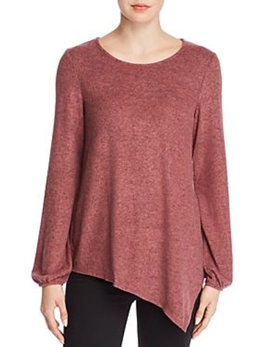 B Collection By Bobeau Cozy Asymmetric Brushed Knit Top - 100% Exclusive In Canyon Rose