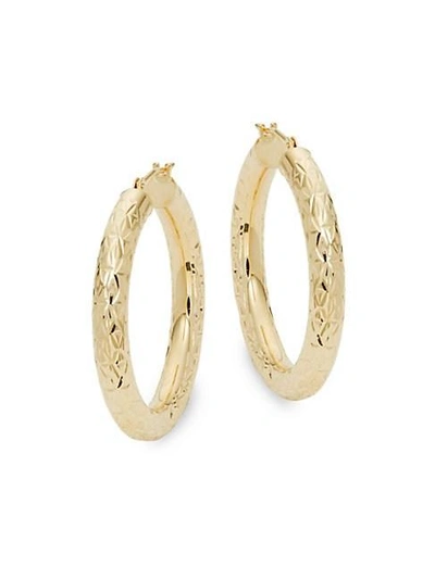 Saks Fifth Avenue 14k Yellow Gold Textured Hoop Earrings