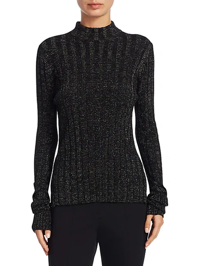 Theory Metallic Merino Wool Sweater In Black Multi