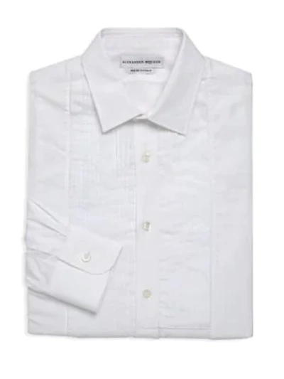Alexander Mcqueen Long-sleeve Pleated Front Shirt In White Multi