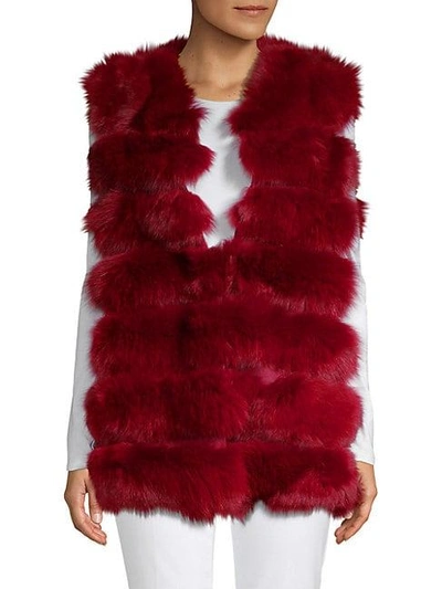 La Fiorentina Dyed Fox Fur Bubble Vest In Raspberry