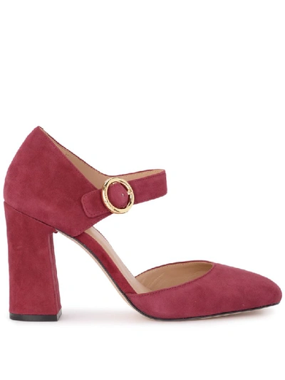 Michael Kors Alana Mulberry Suede Heeled Sandal. In Rosso