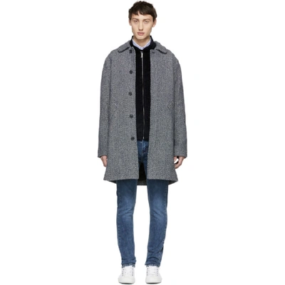 A.p.c. Herringbone Ivan Coat In Blue