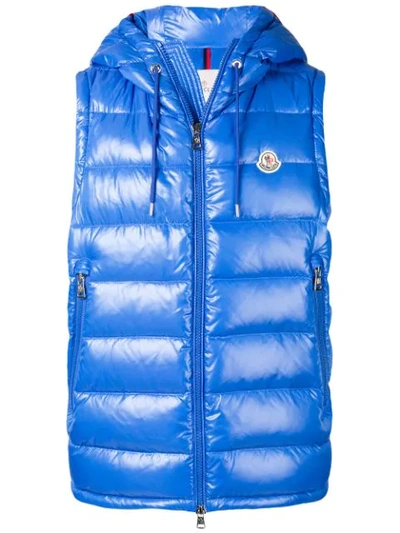 Moncler Quilted Hooded Vest - Blue