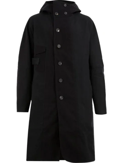 Ziggy Chen Single-breasted Hooded Coat In Black