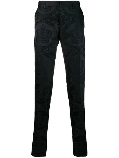 Dolce & Gabbana Satin Brocade Trousers In Black