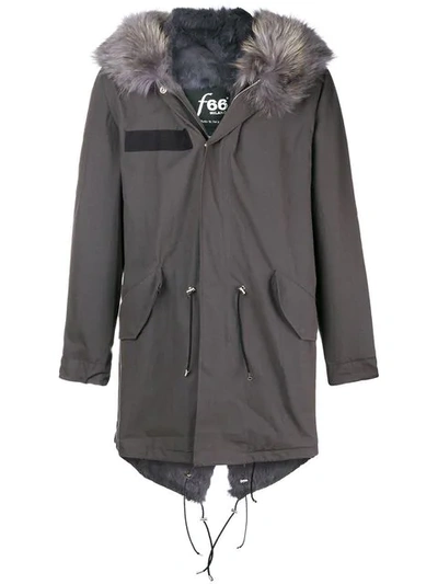 Furs66 Hooded Fur Trim Parka In 090 Grey