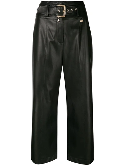 Patrizia Pepe Cropped Faux Leather Trousers - Black