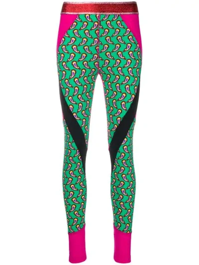 Etro Paisley Print Leggings In Green