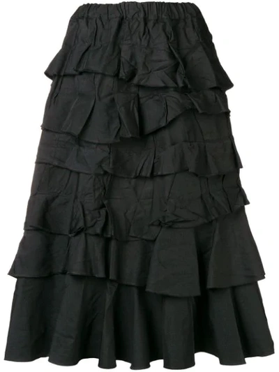 Comme Des Garçons Comme Des Garçons Ruffle Midi Skirt - Black