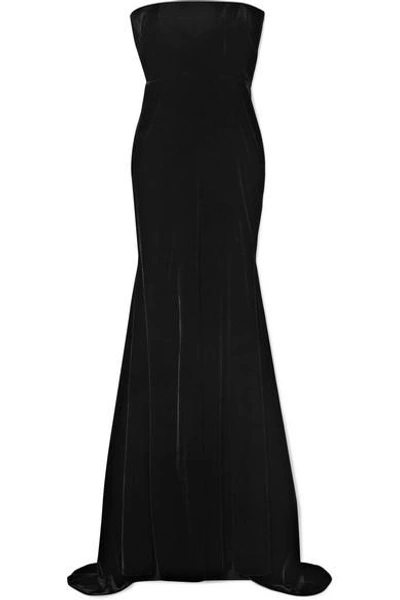 Alex Perry Sutton Strapless Velvet Gown In Black