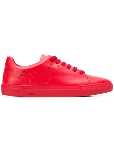 Billionaire Perforated Logo Sneakers In Red