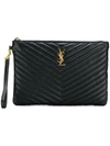 Saint Laurent Monogram Quilted Pouch - Black