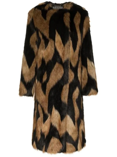 Givenchy Oversized Faux Fur Coat In Black/brown