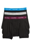 Calvin Klein Classic Boxer Briefs, Pack Of 3 In Black W Blue/ Plum/ Monument