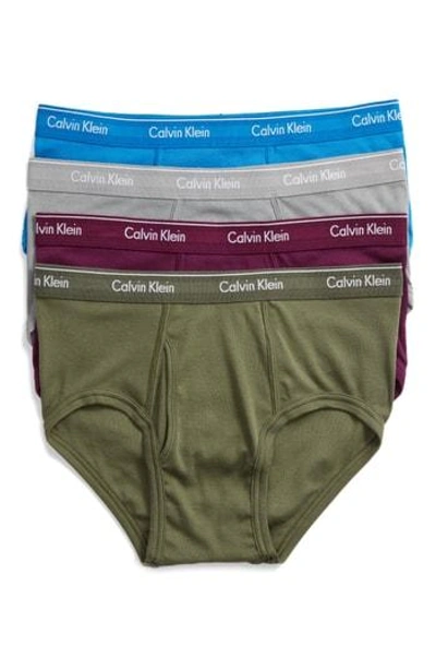 Calvin Klein 4-pack Cotton Briefs In Blue/ Monument/ Plum/ Beetle