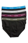 Calvin Klein 4-pack Cotton Briefs In Black W/ Blue/ Plum/ Multi Wb