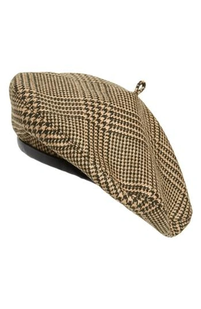 Eric Javits Kate Houndstooth Beret In Tan/ Mix