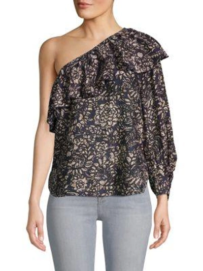 Apiece Apart Bergamot Ruffled One-shoulder Top In Multi