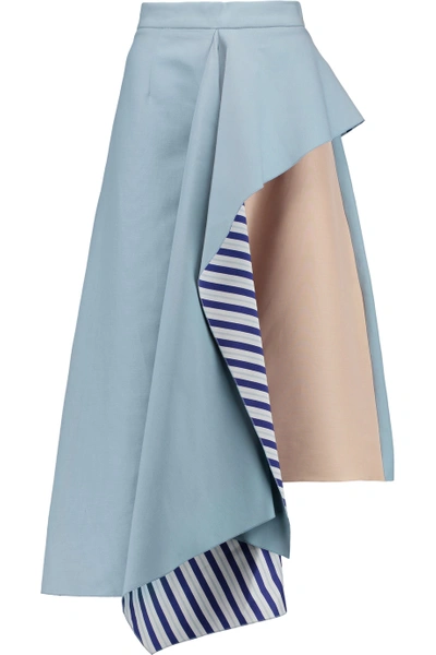 Roksanda Draped Paneled Faille Midi Skirt