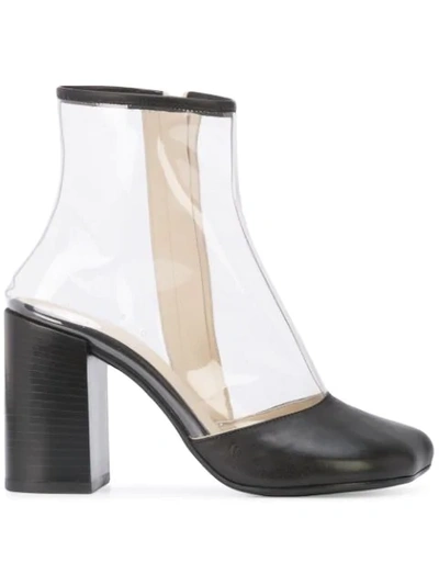Mm6 Maison Margiela Transparent Panel Ankle Boots In Black