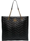 Gucci Gg Marmont Large Leather Tote In 1000 Black