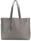 Saint Laurent Leather Shopping Bag In Grey