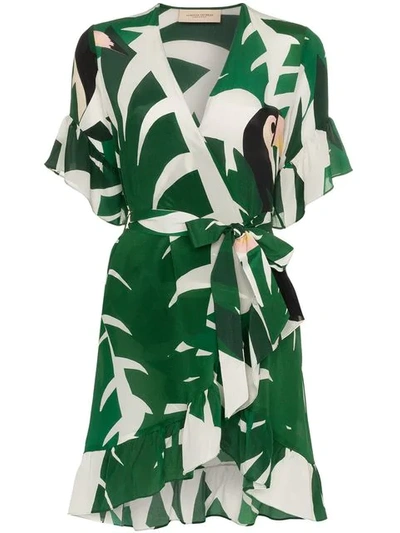Adriana Degreas Geometric Foliage Silk Mini Dress - Green