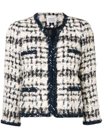 Edward Achour Paris Short Tweed Jacket In Neutrals