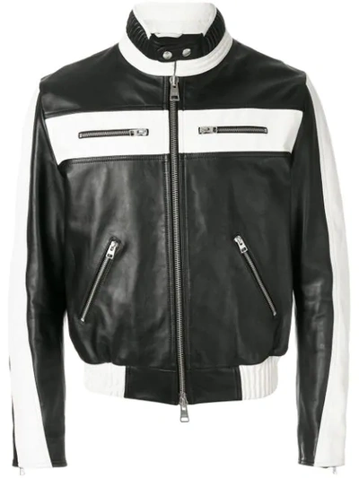 Ami Alexandre Mattiussi Bicolor Zipped Jacket With Patch Ami Paris On The Back In Black