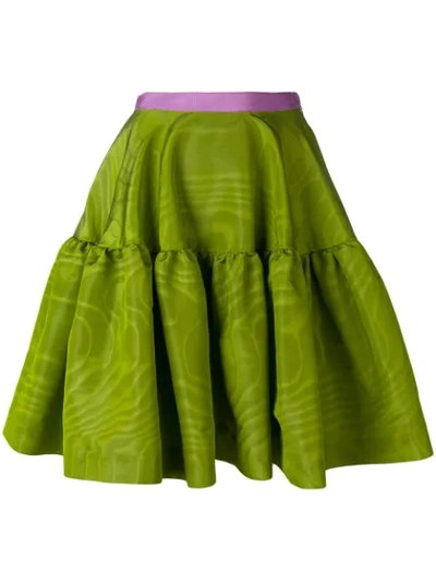 Talbot Runhof Tiered A-line Skirt In Green