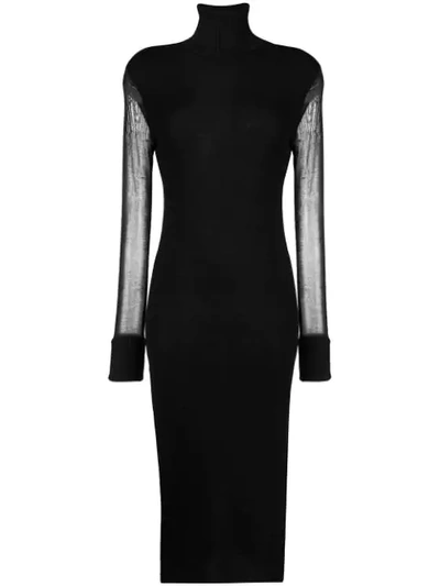 Andrea Ya'aqov Knitted Transparent Dress - Black