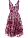 Marchesa Notte 3d Floral Embroidered Cocktail Dress In Pink