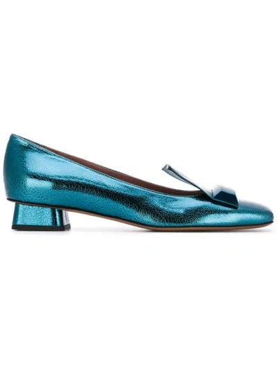 Rayne Metallic Sheen Ballerinas In Blue