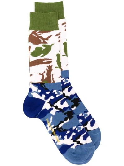 Gosha Rubchinskiy Camouflage Print Socks In Green