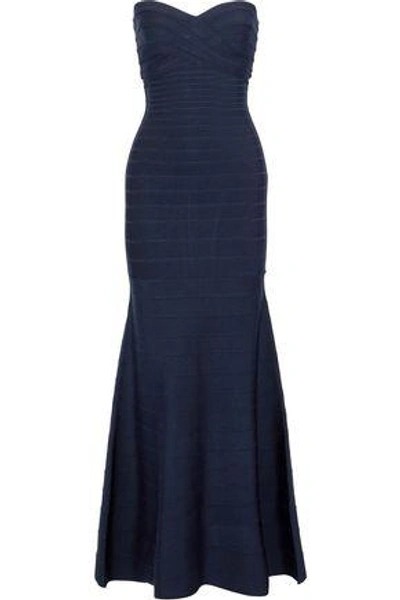 Herve Leger Woman Sara Strapless Bandage Gown Midnight Blue