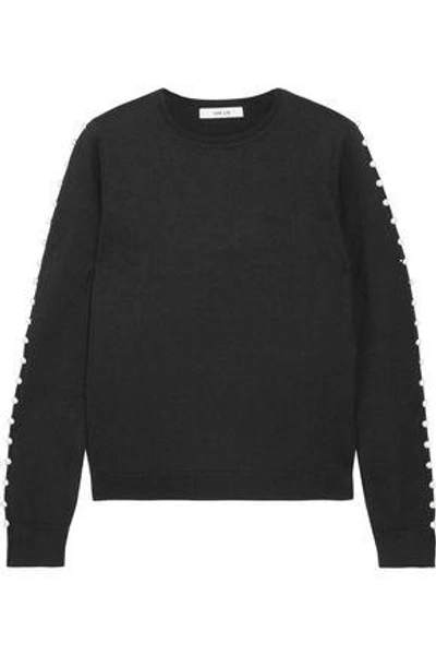 Adeam Woman Button-embellished Silk Sweater Black
