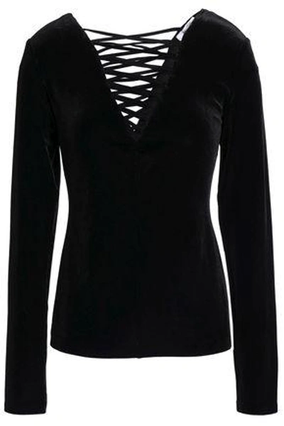 Bailey44 Coven Lace-up Velvet Top In Black