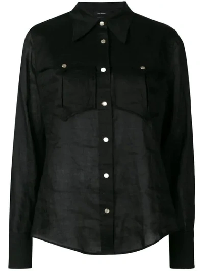 Isabel Marant Pointed Collar Ramie Shirt In Black