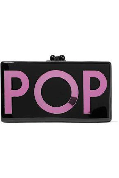 Edie Parker Jean Pop Acrylic Box Clutch In Black