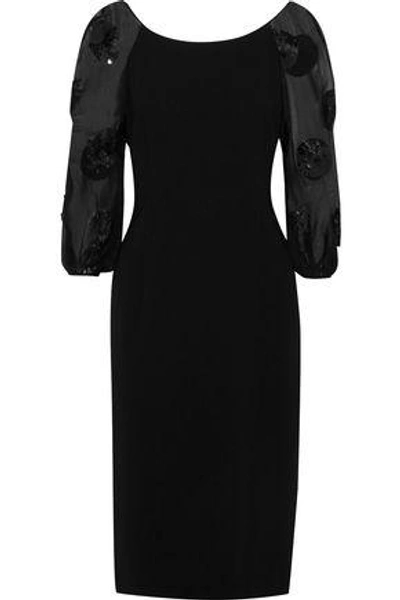 Sachin & Babi Woman Charlotte Embellished Chiffon-paneled Crepe Dress Black